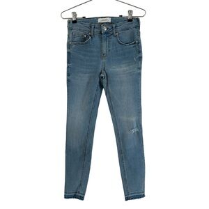 Zara Premium Denim Collection Slightly Distressed Blue Jeans sz 4